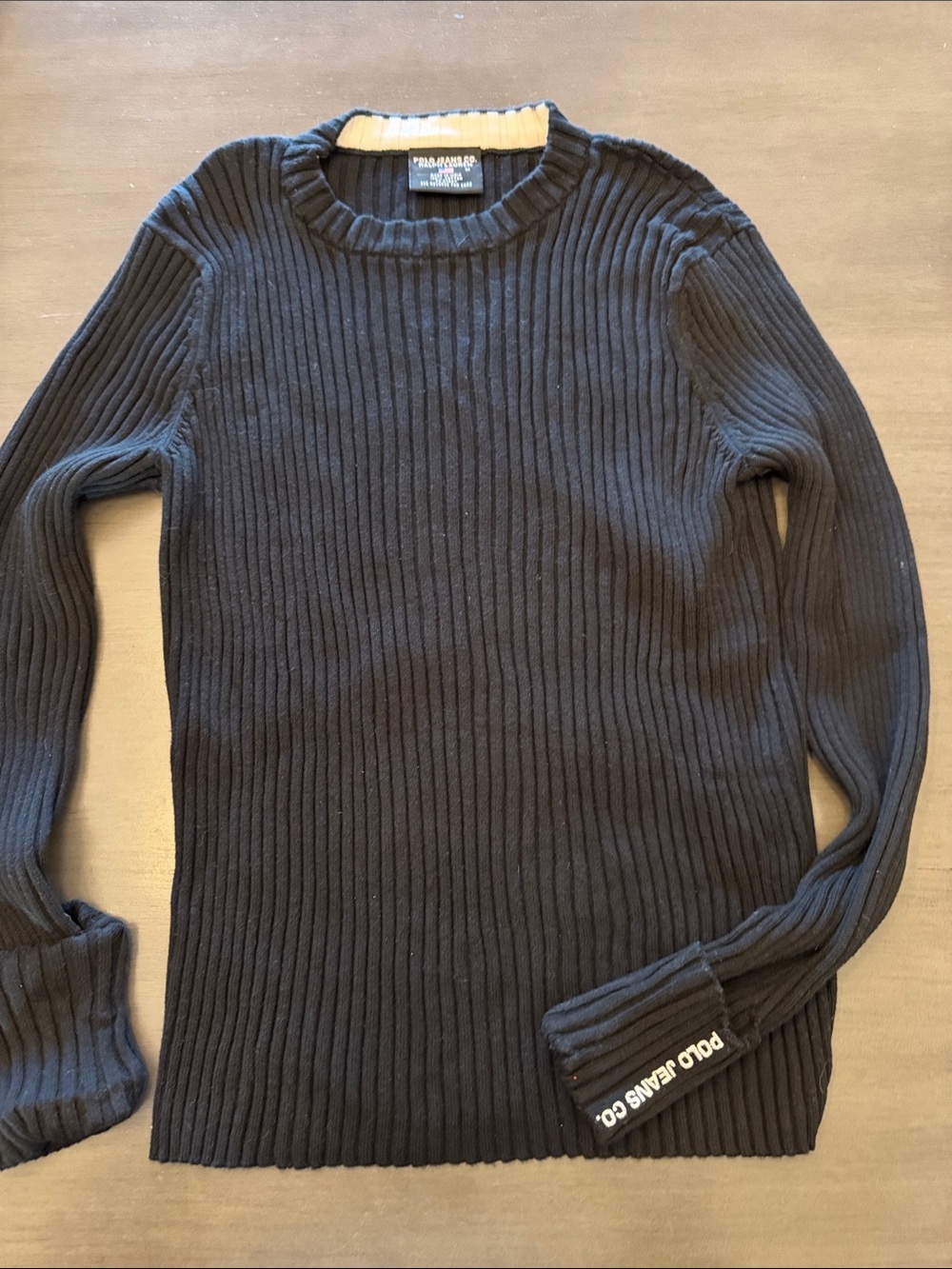 Polo by Ralph Lauren Black Ribbed Women's Crewneck Sweater